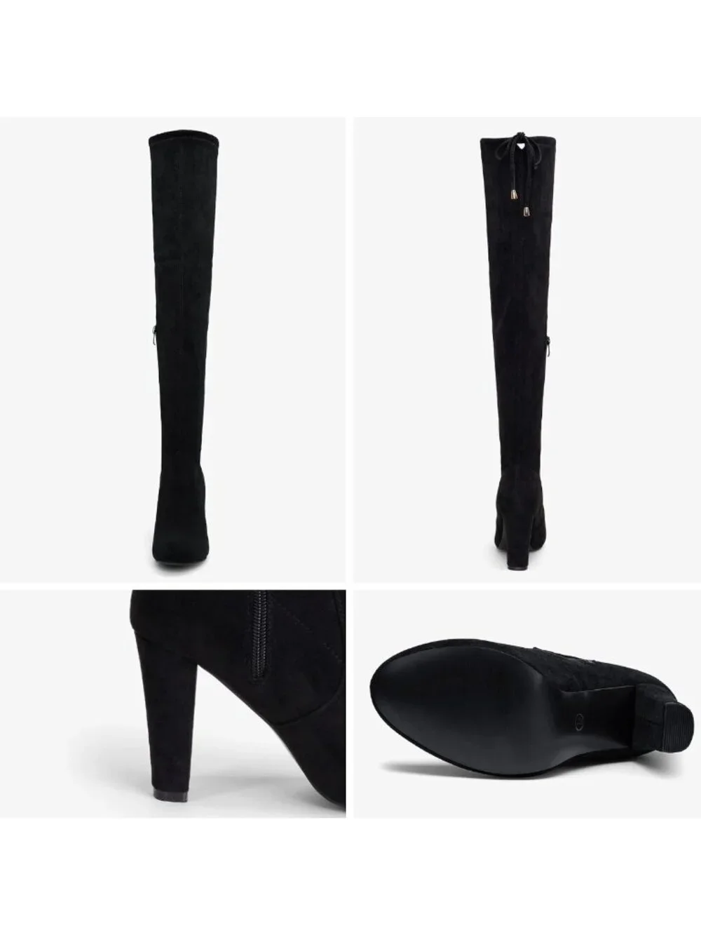 Chic Suede Thigh High Over-the-Knee Boots with Stylish Block Heel - Size